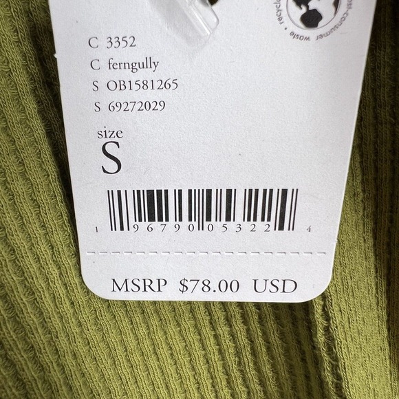 Free People Santa Clara Thermal Shirt Green Size Small New - Picture 5 of 5